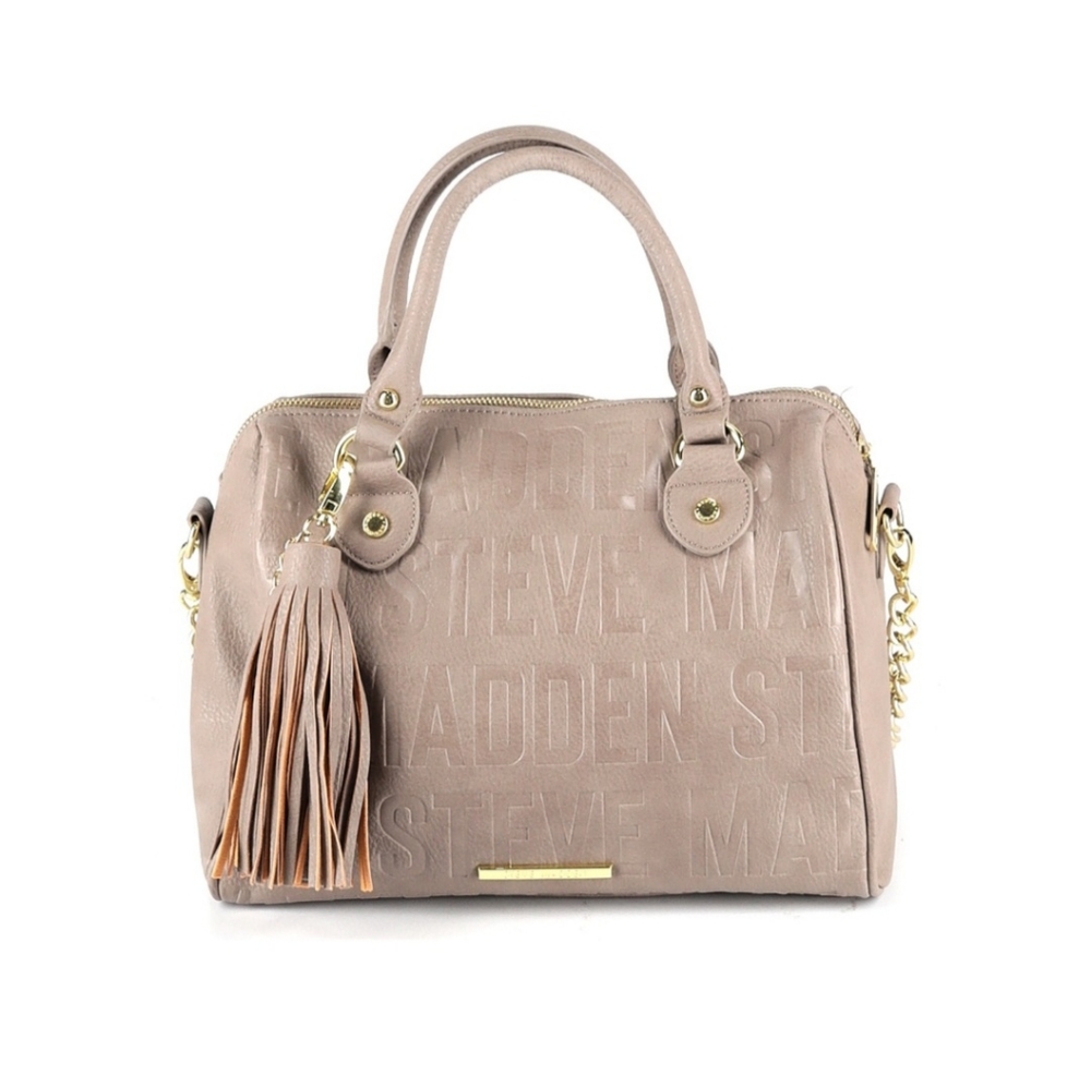 Steve Madden Tan Satchel with Metal Accents